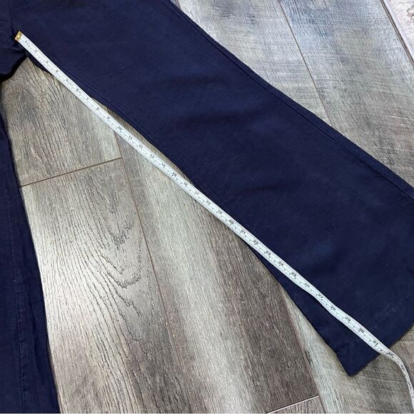 Three Dots Wide Leg High Waisted Linen Pants Navy Blue Size Small - Picture 6 of 8